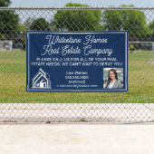 Custom Navy Blue Real Estate Company Marketing Spandoek (Insitu)