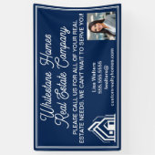 Custom Navy Blue Real Estate Company Marketing Spandoek (Verticaal)