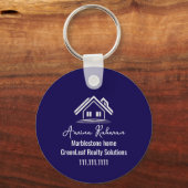 Custom Navy Blue Real Estate Realtor Keychains Sleutelhanger (Voorkant)