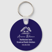 Custom Navy Blue Real Estate Realtor Keychains Sleutelhanger (Achterkant)