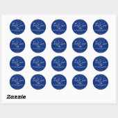 Custom Navy Blue Silver Confetti bruiloft dank u Ronde Sticker (Vel)