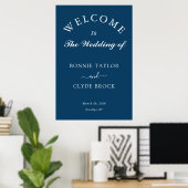 Custom Navy Blue Wedding Welcome Display Poster (Thuiskantoor)