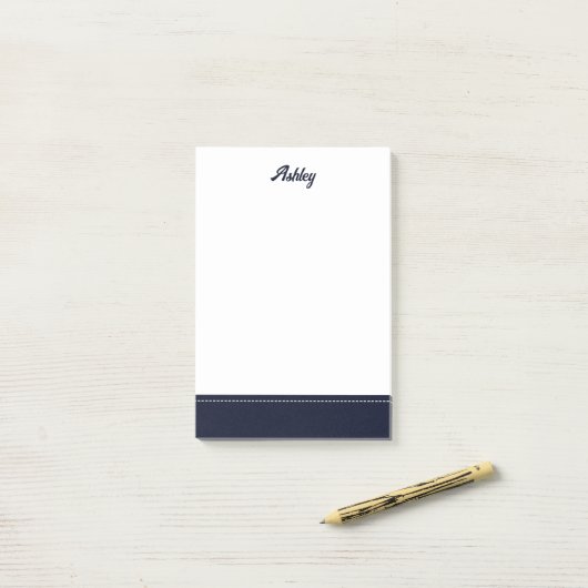 Custom navy blue white personalized preppy stylish post-it® notes (Op bureau)