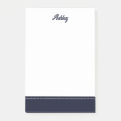 Custom navy blue white personalized preppy stylish post-it® notes (Voorkant)