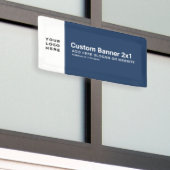 Custom Navy Business Logo Professional 2x1 Spandoek (Buitenkant Gebouw)