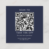 Custom Navy Business Logo QR Code Dank u Kortingskaartje (Achterkant)