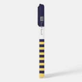 Custom Navy Donkerblauw Wit Zonnig Geel Strepen iPhone Hoesje (Linkerkant)
