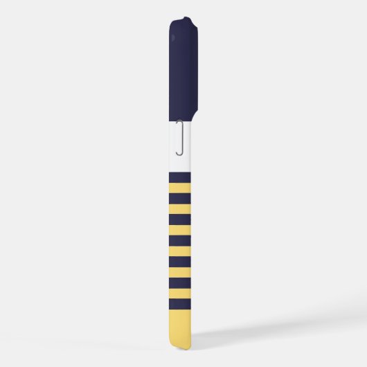 Custom Navy Donkerblauw Wit Zonnig Geel Strepen iPhone Hoesje (Rechterkant)