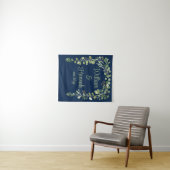 Custom Navy Greenery bruiloft receptie Foto Prop Wandkleed (In Situ (horizontaal))