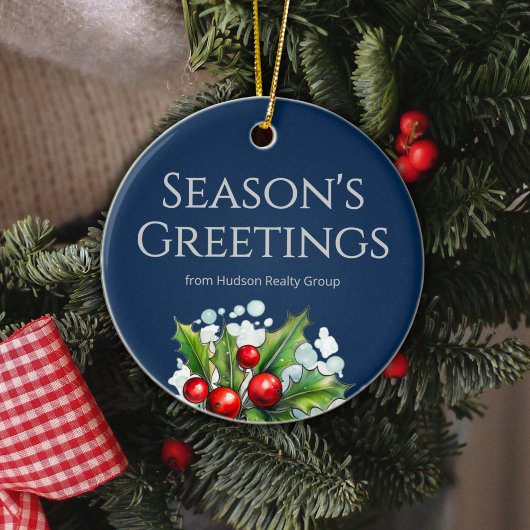 Custom Navy Realtor Ornament with Logo