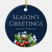 Custom Navy Realtor Ornament with Logo (Voorkant)