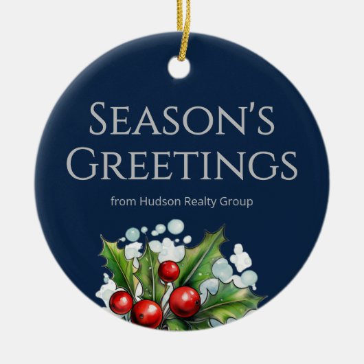 Custom Navy Realtor Ornament with Logo (Voorkant)