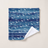 Custom Navy White Nautical Seashell Badkamer Bad Handdoek (Wasdoekje)