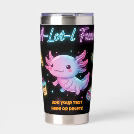 Custom Neon Axolotl A-Lot-l Fun Tumbler Geïsoleerde Drinkbeker