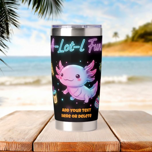 Custom Neon Axolotl A-Lot-l Fun Tumbler Geïsoleerde Drinkbeker (Strand (Gedraaid) )