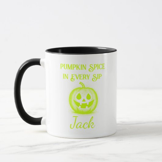 Custom Neon Halloween - Limoen Pumpkin Design Mok (Links)