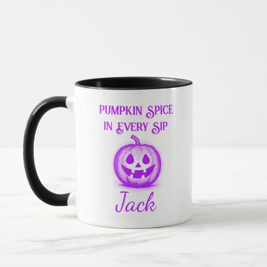 Custom Neon Halloween - Paarse pompoen ontwerp Mok (Links)