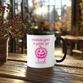 Custom Neon Halloween - Roze Pompoen Ontwerp Mok