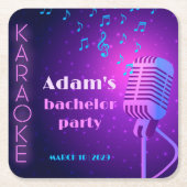 Custom Neon Karaoke Night Bachelor Party  Kartonnen Onderzetters (Voorkant)