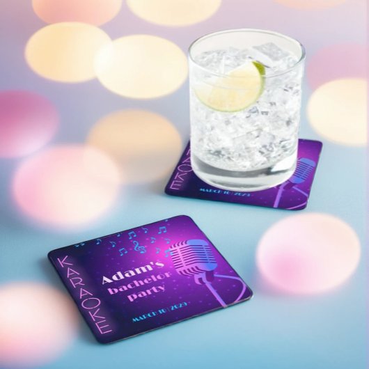 Custom Neon Karaoke Night Bachelor Party  Kartonnen Onderzetters