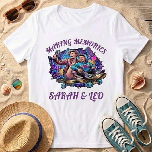 Custom Neon Mom & Son Art | Making Memories Tee Tri-Blend Shirt