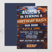 Custom Nerf Birthday Invitation Kaart (Voorkant / Achterkant)