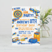Custom Nerf War Birthday Invitation  Kaart (Staand voorkant)