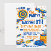 Custom Nerf War Birthday Invitation  Kaart (Voorkant / Achterkant)