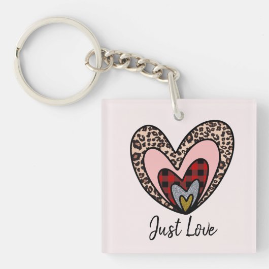 Custom Nested Hearts Keychain – Just Love (voorkant)