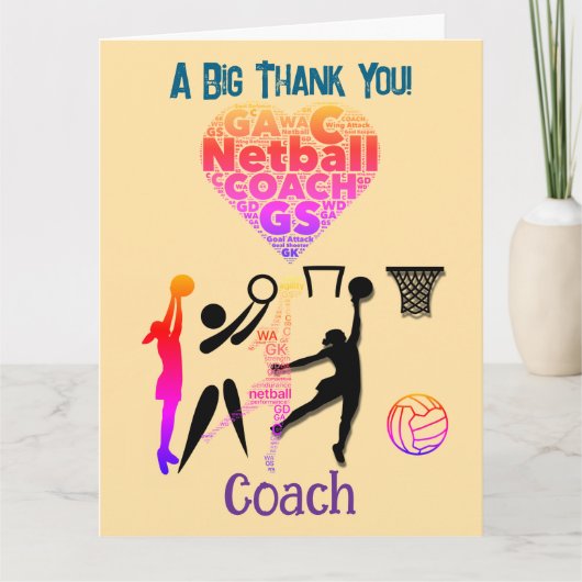 Custom Netball Coach Bedankkaart (Voorkant)