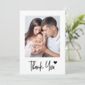 Custom New baby Photos Modern Heart Baby Shower  Bedankkaart (Staand voorkant)