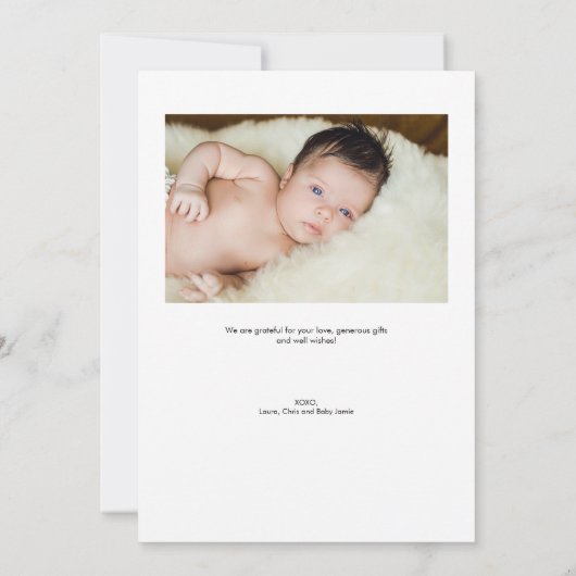 Custom New baby Photos Modern Heart Baby Shower  Bedankkaart (Achterkant)