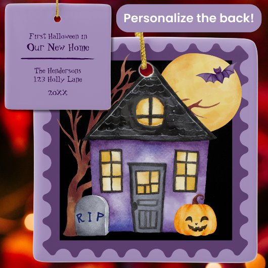 Custom New Home Cute Postage Halloween Ornament