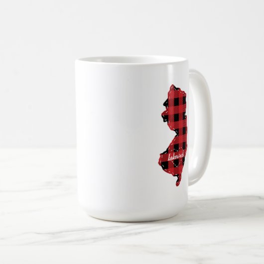 Custom New Jersey State Hometown Plaid Kerstmis Koffiemok (Voorkant rechts)