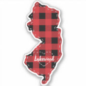 Custom New Jersey State Hometown Plaid Kerstmis Sticker (Voorkant)