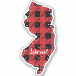 Custom New Jersey State Hometown Plaid Kerstmis Sticker