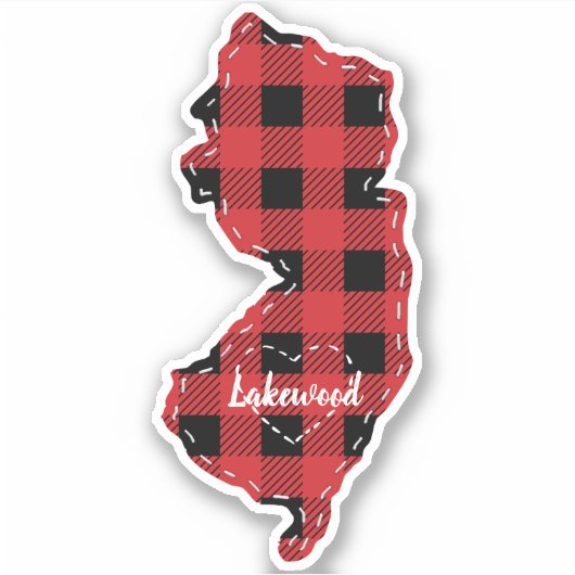 Custom New Jersey State Hometown Plaid Kerstmis Sticker (Voorkant)