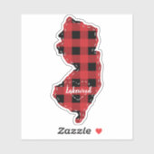 Custom New Jersey State Hometown Plaid Kerstmis Sticker (Vel)
