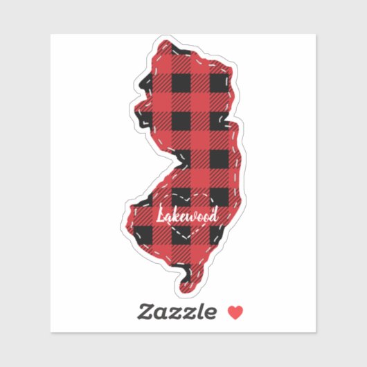 Custom New Jersey State Hometown Plaid Kerstmis Sticker (Vel)
