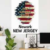 Custom New Jersey State Poster (Thuiskantoor)