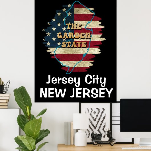 Custom New Jersey State Poster (Thuiskantoor)
