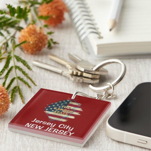 Custom New Jersey State Sleutelhanger (Voorkant Rechts)