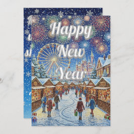 Custom New Year's design with blue sky Feestdagenkaart