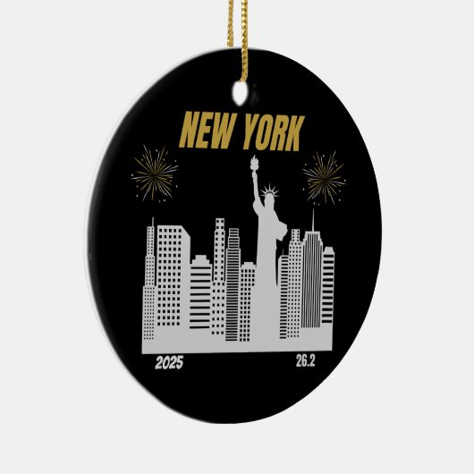 Custom New York 2025 Marathon Runner Gift Keramisch Ornament (Rechts)