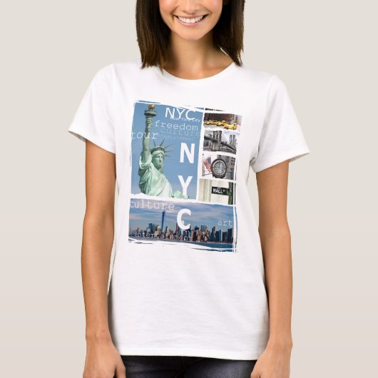 Custom New York City Manhattan Nyc Liberty Statue T-shirt (Voorkant)