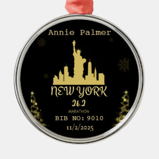 Custom New York Marathon Finisher Gift Metalen Ornament