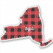 Custom New York State Hometown Plaid Kerstmis Sticker (Voorkant)