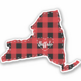 Custom New York State Hometown Plaid Kerstmis Sticker