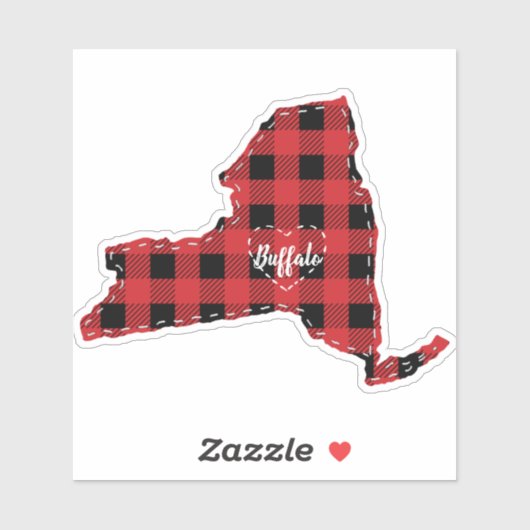 Custom New York State Hometown Plaid Kerstmis Sticker (Vel)
