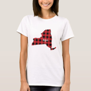 Custom New York State Hometown Plaid Kerstmis T-shirt